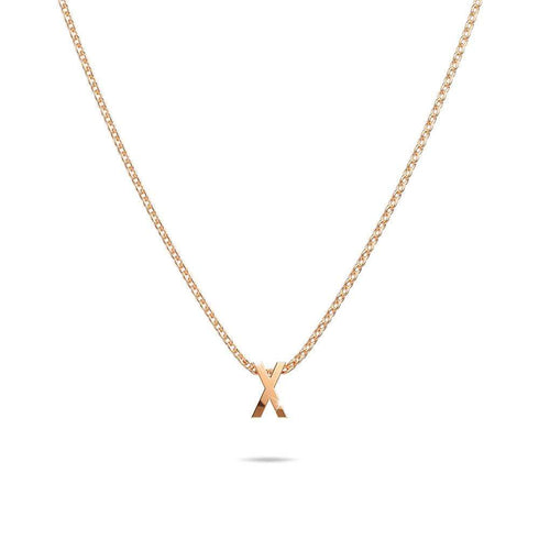 Initials Brick Alphabet Letter Necklace Rose Gold Layered Steel Jewellery